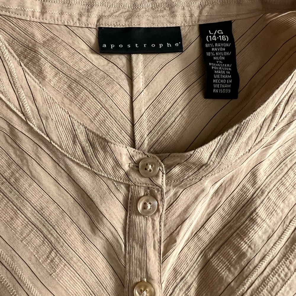 Apostrophe Shift Knee Length Striped Button-Up Dress - Picture 3 of 6